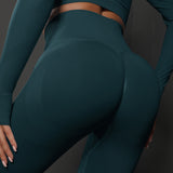 Seamless high-waisted tight-fitting yoga set with a peachy lifted buttocks design, suitable for training, running, and fitness for women.