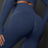 Seamless high-waisted tight-fitting yoga set with a peachy lifted buttocks design, suitable for training, running, and fitness for women.